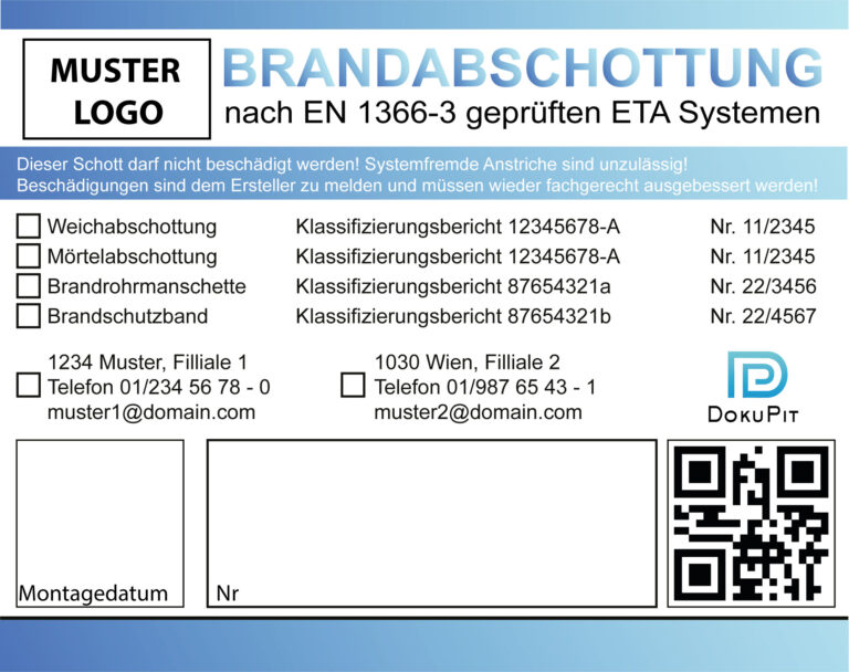 Kennzeichnungsschild Brandabschottung DokuPit